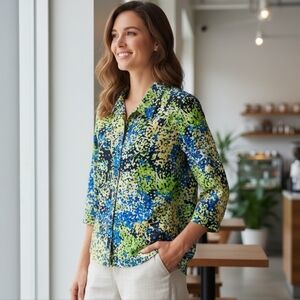 Draper's And Damon's Women's Multicolor Printed Top